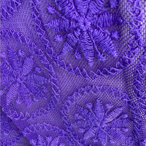 Purple Chico’s embroidered semi-sheer top - Picture 8 of 9